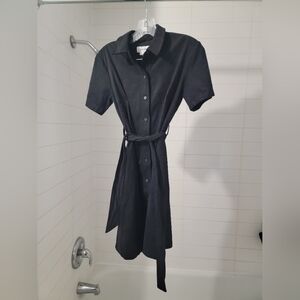 Calvin Klein Black Short Sleeve Button Up Dress
